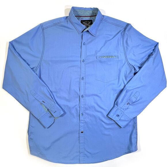 Drill Blue Roll Tab Sleeve Button-Up Shirt XL - Picture 1 of 9